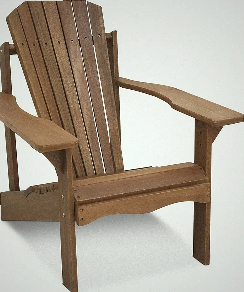 FG16918 Tioman Hardwood Patio Furniture Adirondack Chair in Teak Oil, Large, Nat