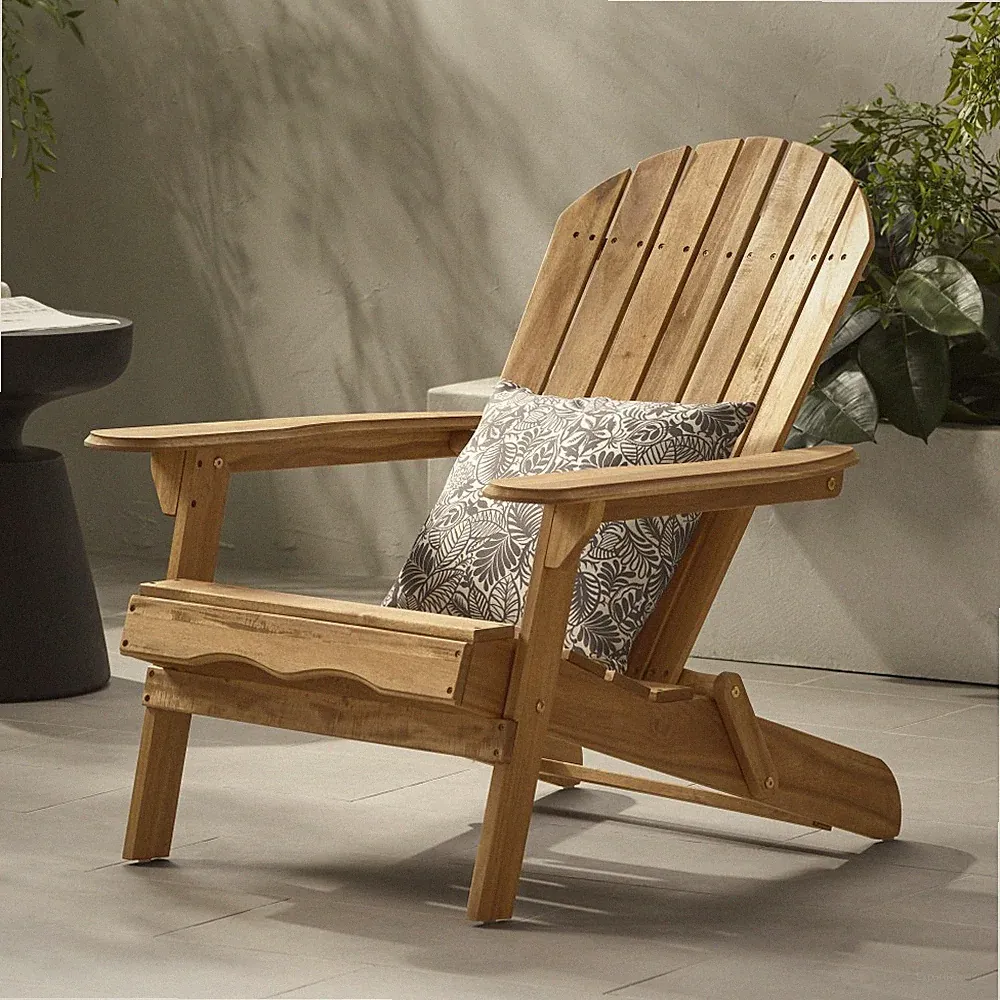 Folding Adirondack Chair Outdoor Wooden Accent Furniture Fire Pit Lounge Chairs