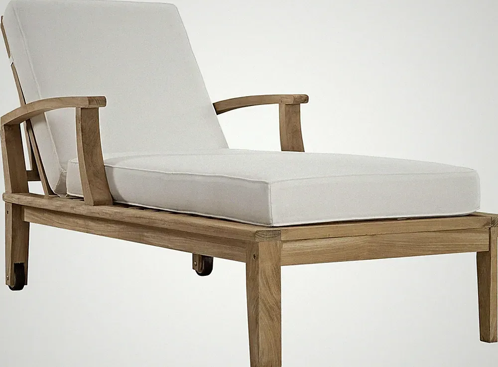 Luxury Teak Wood Outdoor Chaise Lounge Chair - Elegant White Finish