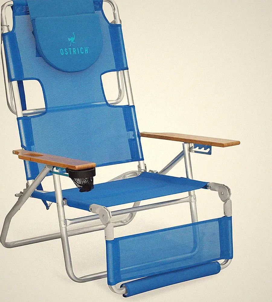 Ostrich 3N1 Lightweight Lawn Beach Reclining Lounge Chair with Footrest, Outdoor
