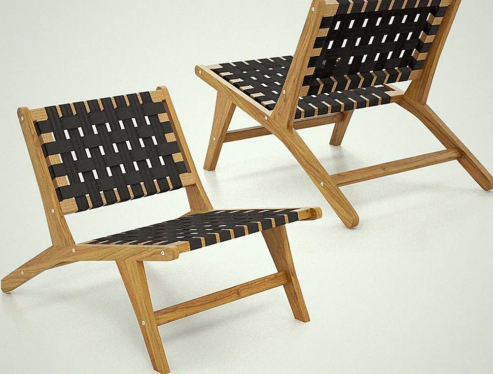 Stylish Mid Century Teak Accent Chair with Woven Seat for Indoor/Outdoor Use