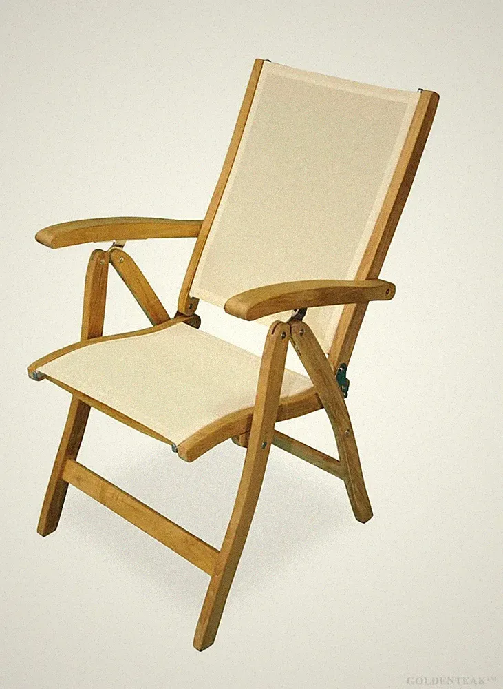 Teak Recliner chair with White Sling