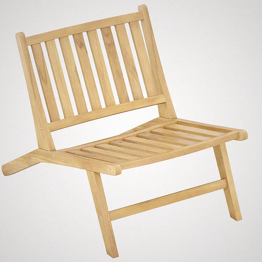 Teak Wood Outdoor Reclining Chair Natural Mid Century Accent Chair w/ Backrest
